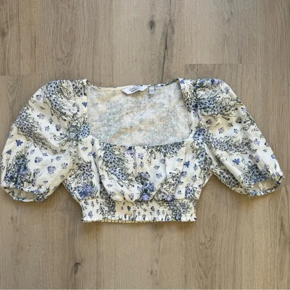 & Other Stories Blue Floral Puff Sleeve Blouse - Picture 1 of 8
